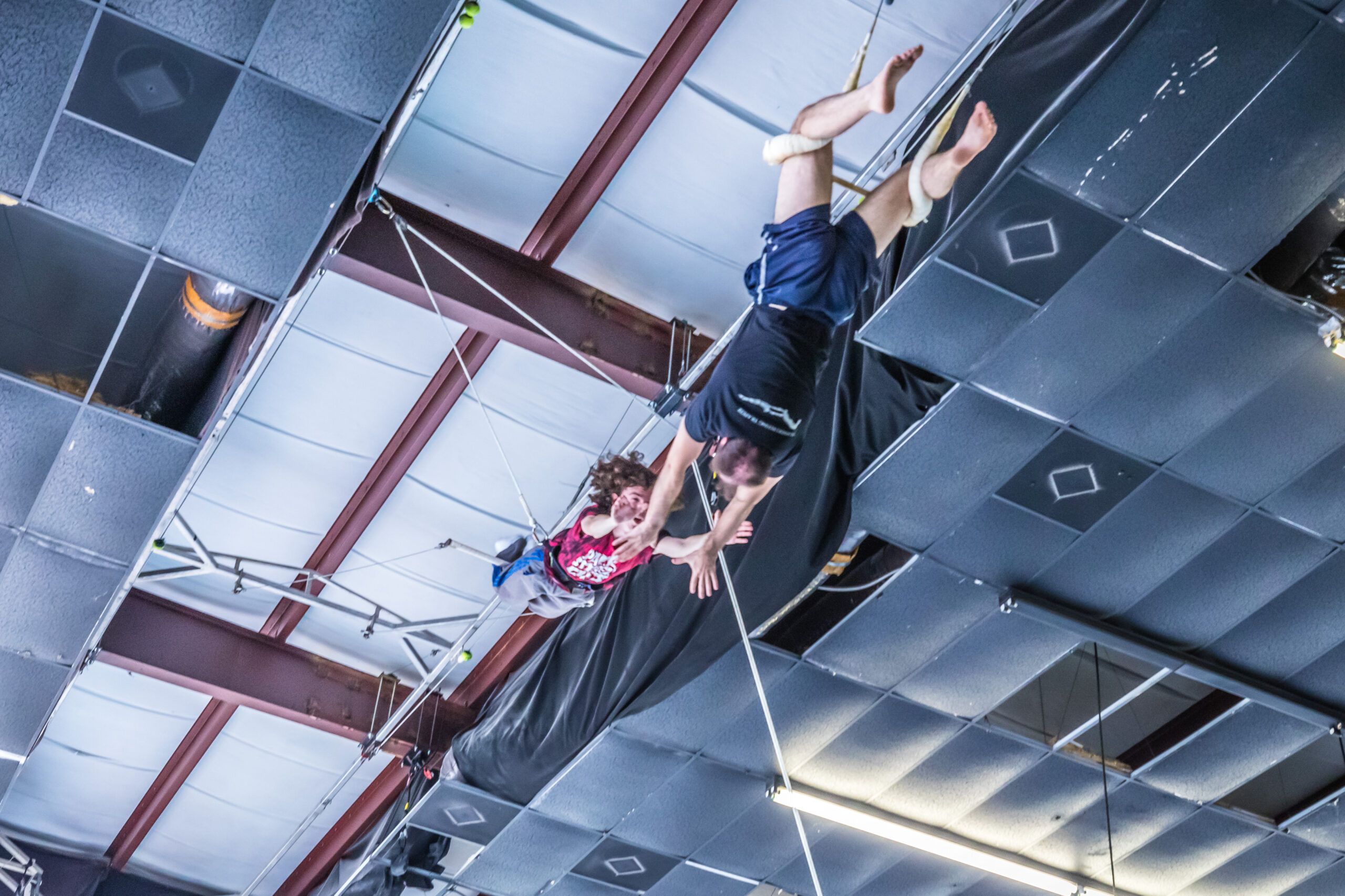 Student on the flying trapeze at Orlando Circus School