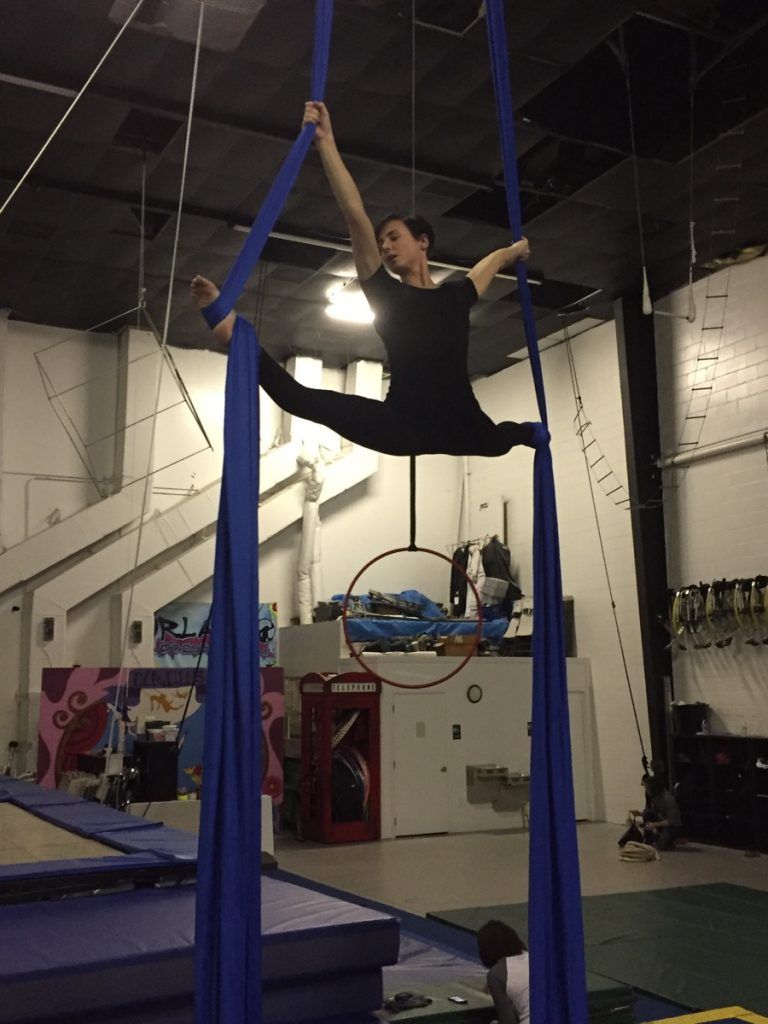 Adult aerialist in class at Orlando Circus School