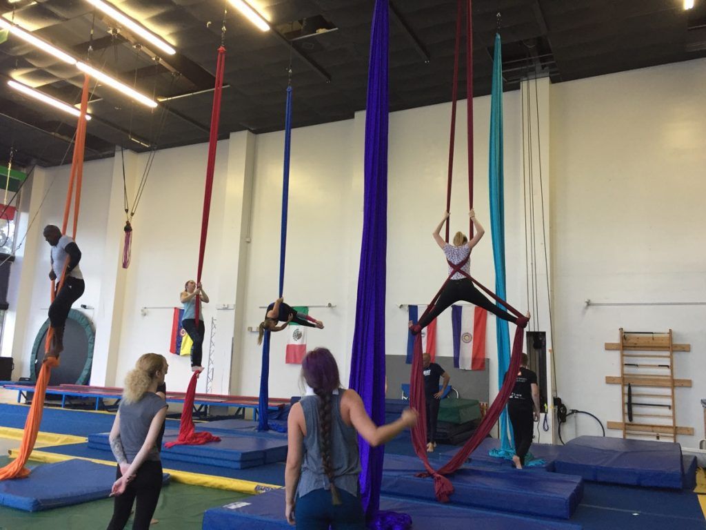 Kids in a circus class at Orlando Circus School